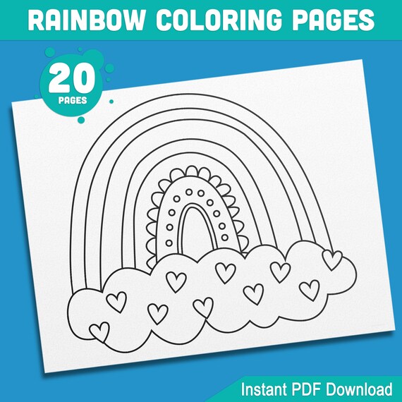 Rainbow Coloring Pages: 20 Fun Designs for Preschool & Kindergarten, Instant PDF Book Download