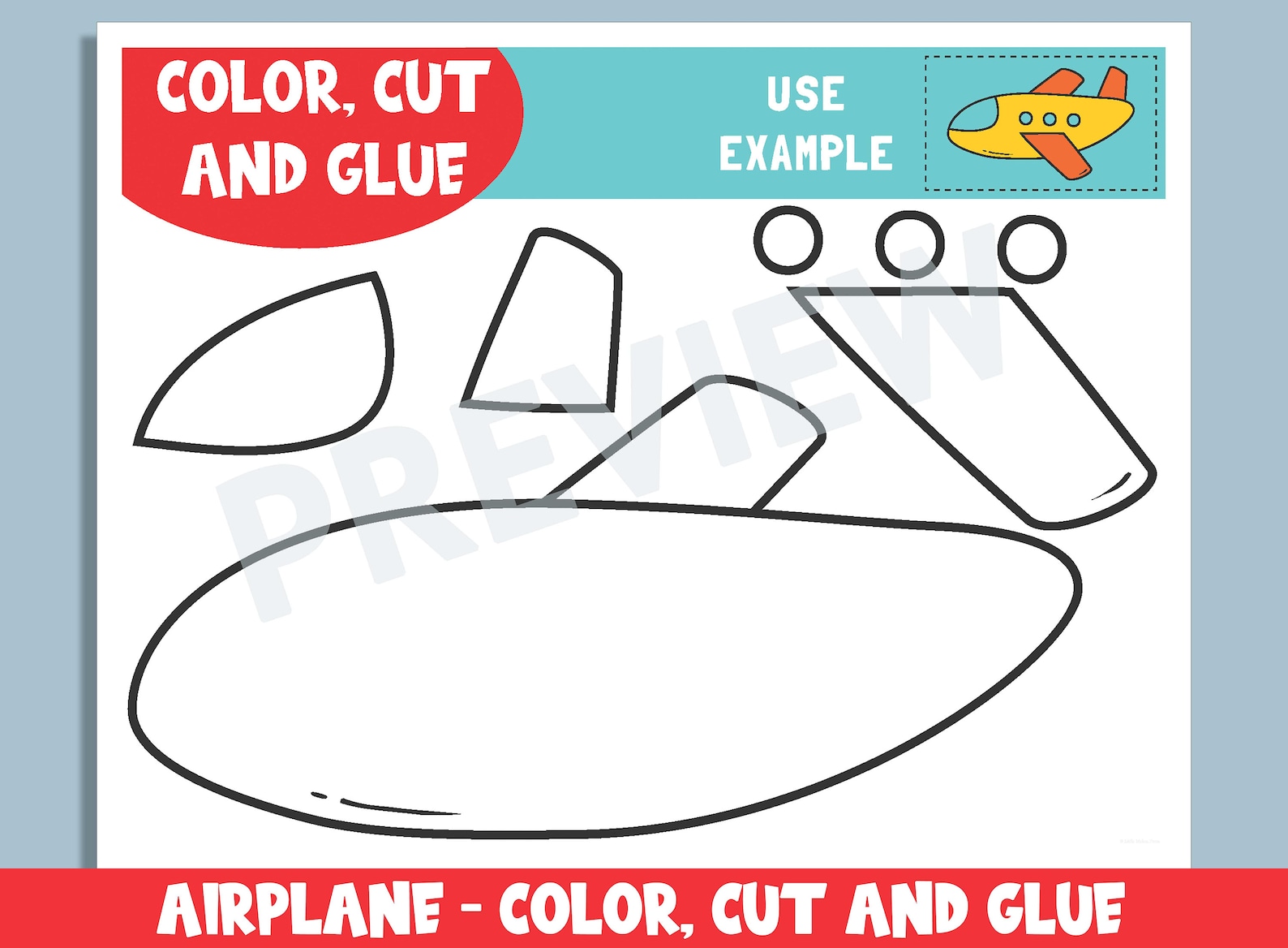 Airplane Craft Activity Color, Cut, and Glue for Prek to 2nd Grade, PDF ...