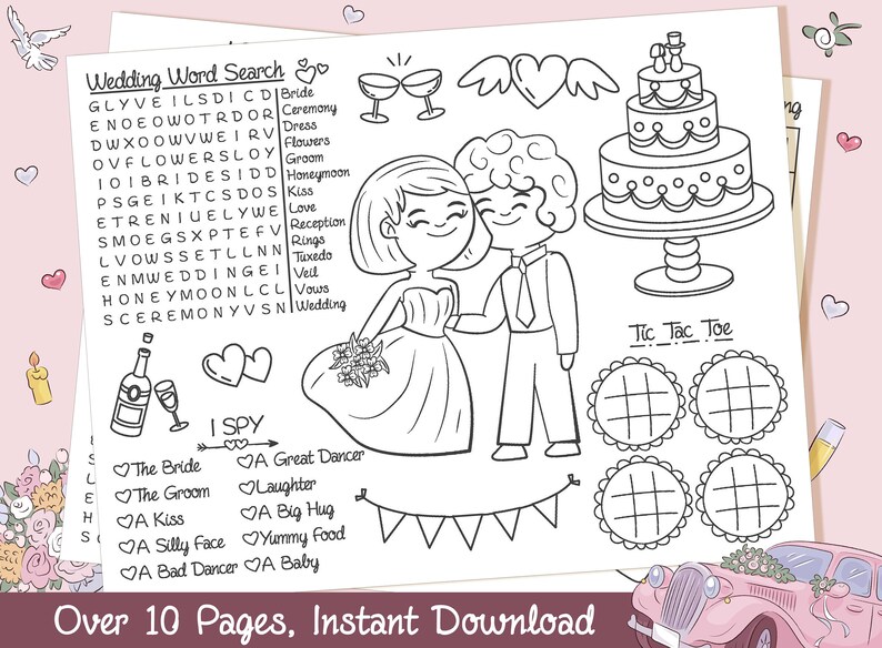 Wedding Placemats for Kids Wedding Coloring Placemat Wedding Etsy