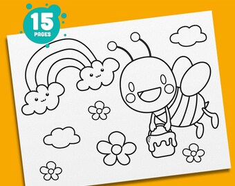 15 bezaubernde Honigbienen-Malvorlagen für Kleinkinder, PreK und Kindergarten - Sofort-PDF-Download