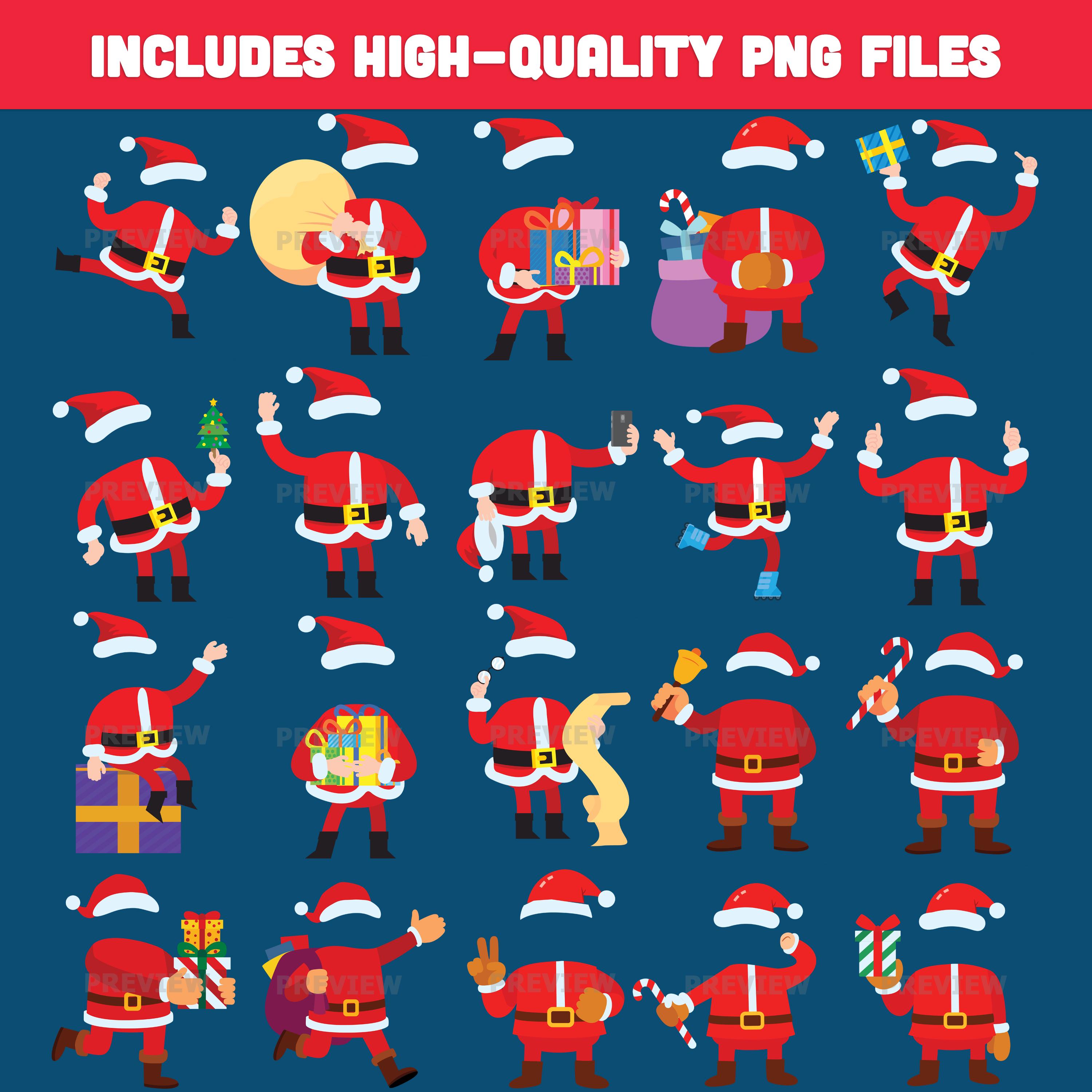 Printable Santa Body Template PNG Crafts, Add Your Own Face Christmas