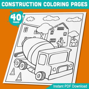 40 pagine da colorare stampabili di costruzioni per bambini – PDF ad alta risoluzione, download immediato, perfette per feste a tema costruzione