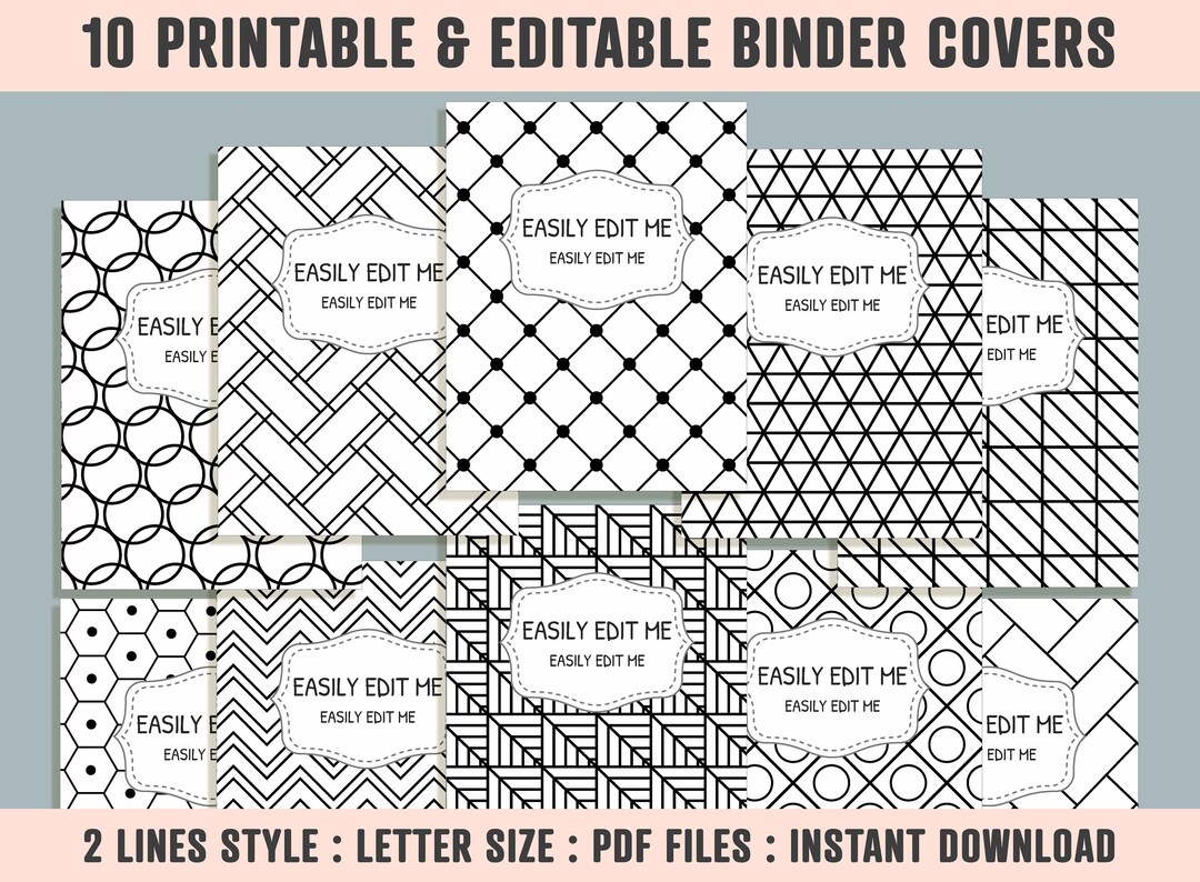 Black and White Backgrounds Binder Cover 10 Printable &amp; - Etsy