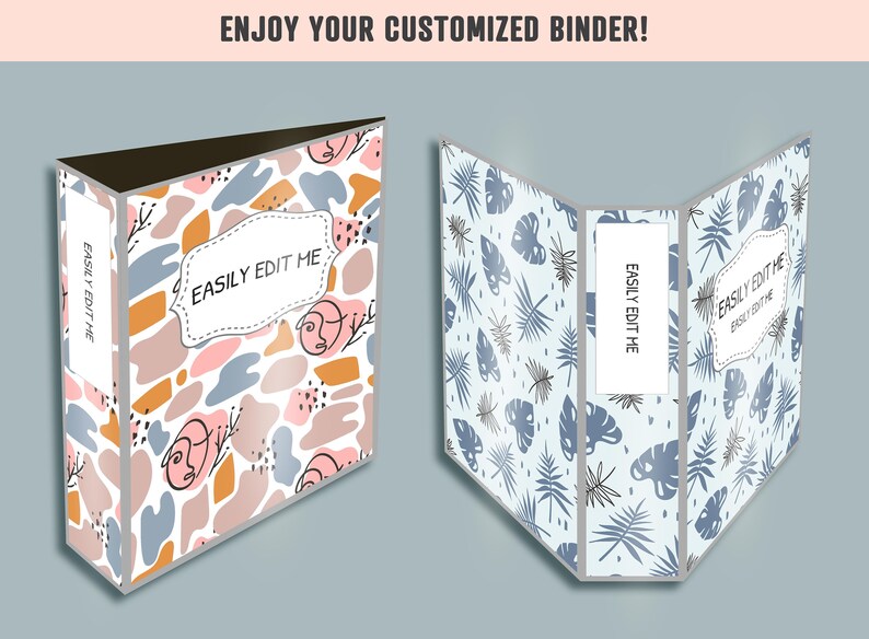 Simple Geometric and Floral Binder Cover, 10 Printable & Editable ...