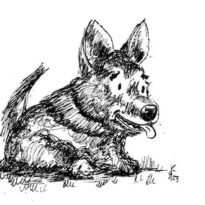 Tuschezeichnung "kleiner Schäferhund"