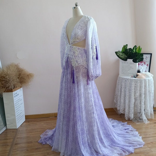 Purple Hippie Wedding Dress: Boho Elegance for Your Special Day