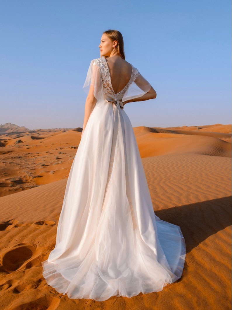 Summer 2020 Short Sleeve A Line Wedding Dress With Appliques - Etsy