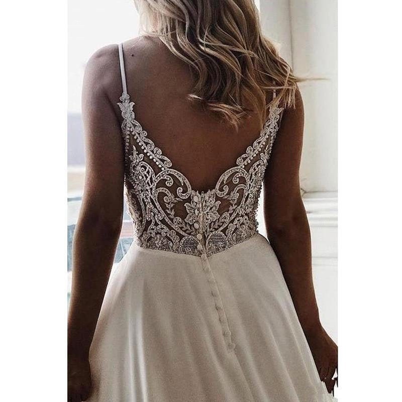 simple spaghetti strap wedding dress