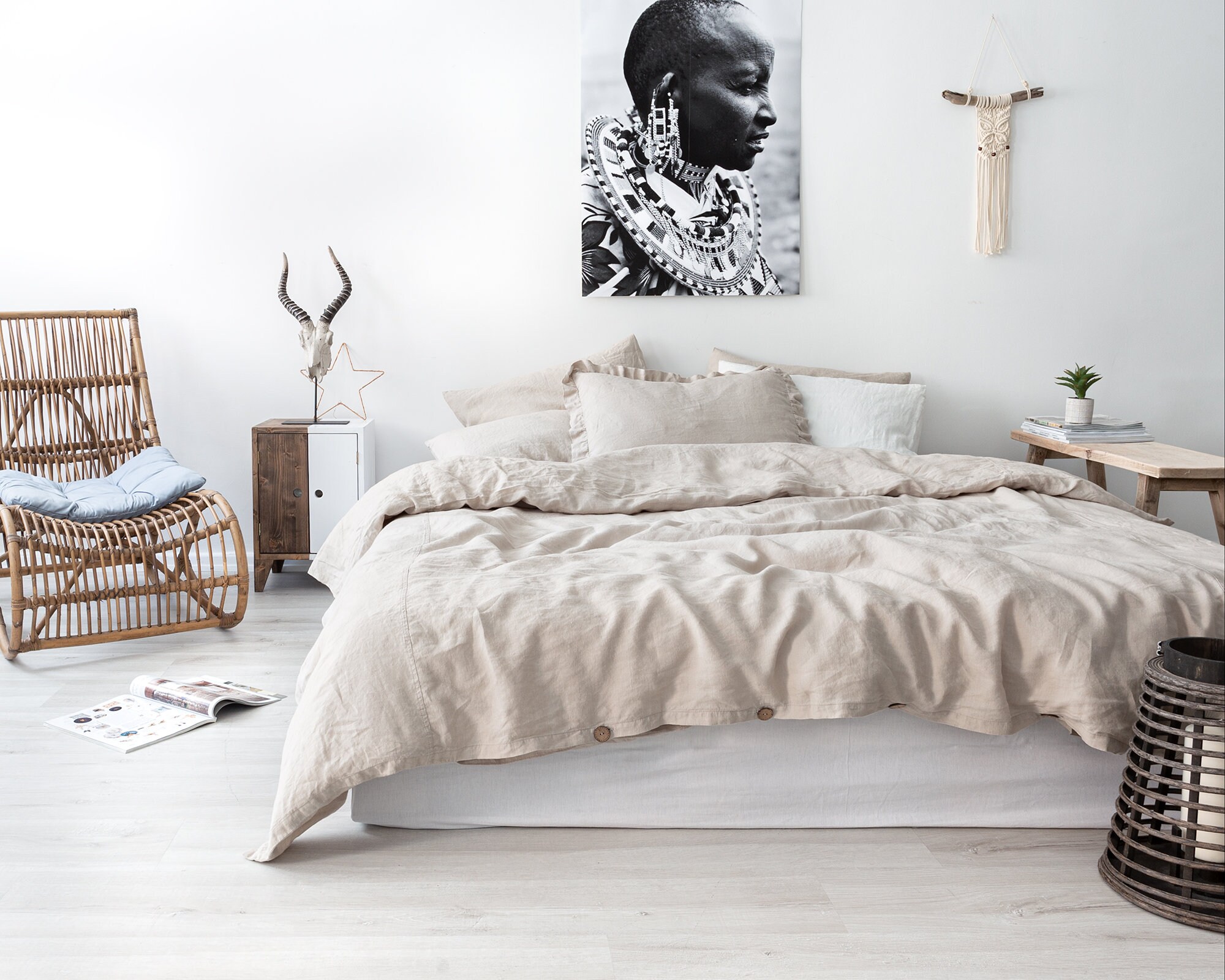 Linen duvet cover in Lavender Custom sizes Linen bedding set Natural