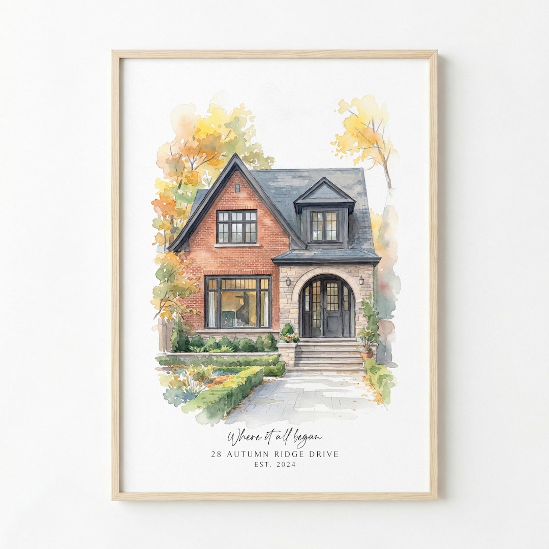 Personalized Watercolor House Portrait From Photo, Custom Home Painting ...
