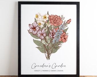 Custom Birth Month Flower Bouquet, Birthflower Grandma Gift, Personalized Birth flower, Family Birthflowers, Birth flower Gift for Mom
