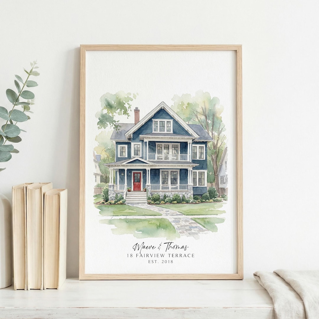 Custom House Portrait From Photo, Watercolor Home Painting ...