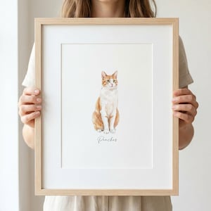 Custom Pet Portrait from Photo, Mini Watercolor Dog Cat Memorial Gift