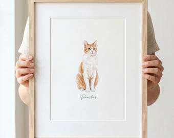 Spersonalizowany portret zwierzaka ze zdjęcia, miniaturowy akwarelowy prezent na pamiątkę dla psa i kota
