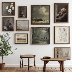 Dark Gallery Wall Vintage Moody Art Bundle Prints Set of 10, Dark Academia Decor Gallery Wall, Vintage Aesthetic Digital Art Download