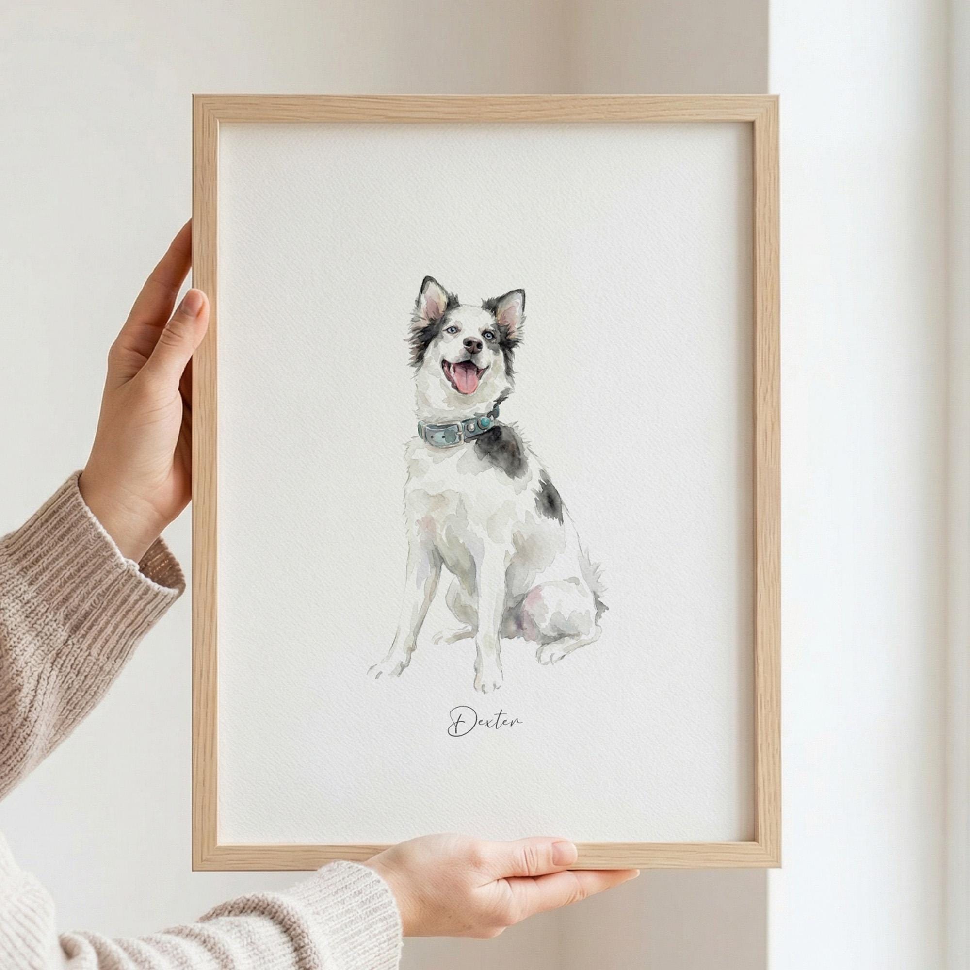 Mini Custom Watercolor Pet Portrait From Photo, Dog Cat Memorial Gift ...