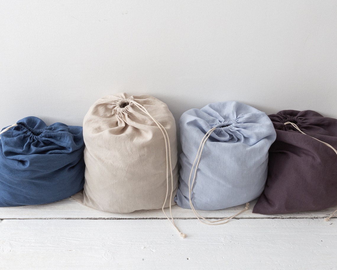 Linen Laundry Bag Custom Linen Storage Bag 100 Pure Linen Etsy