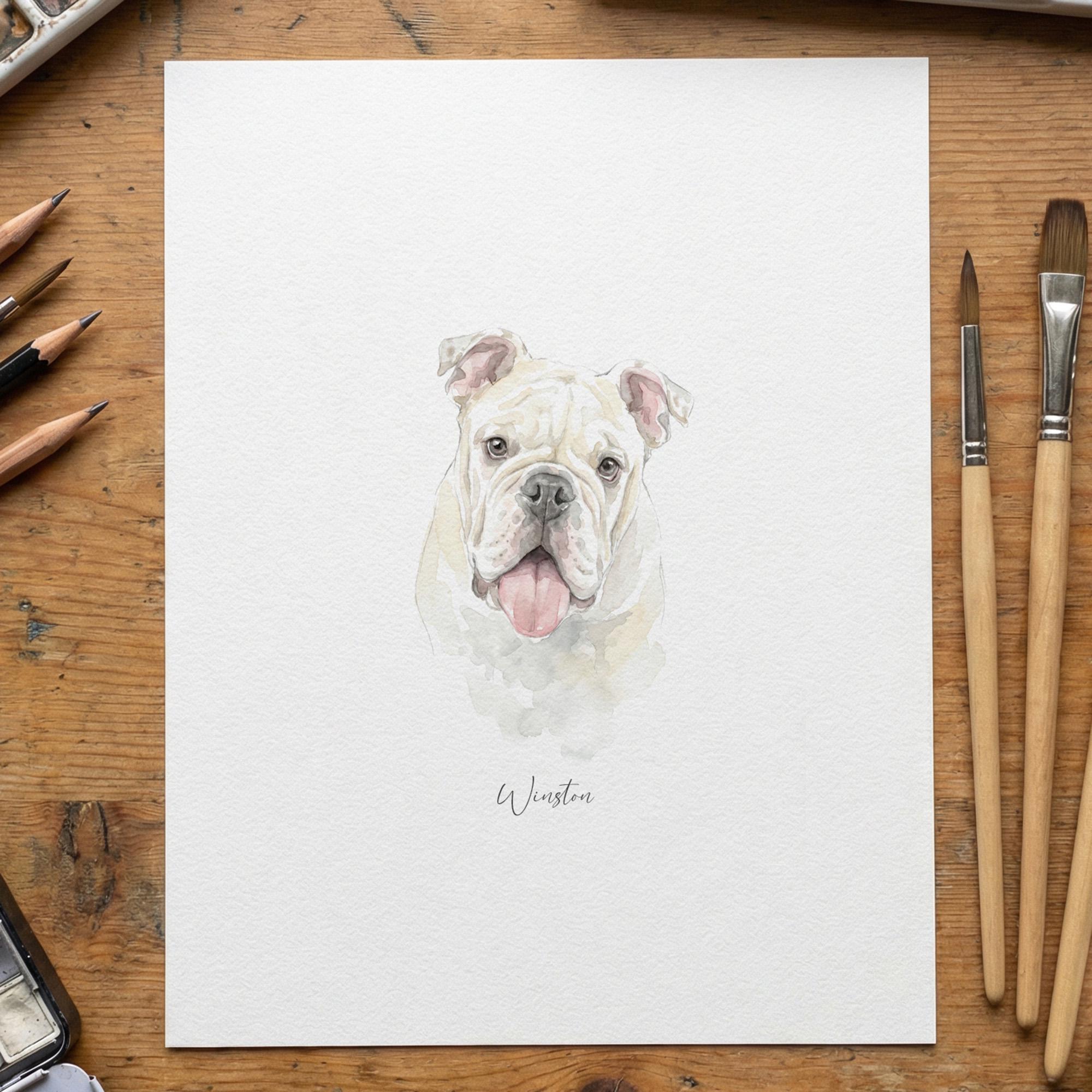 Mini Custom Watercolor Pet Portrait From Photo, Dog Cat Memorial Gift ...