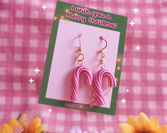 Christmas candy cane earrings Stainless steel Earring Candy Cane Caramel Christmas Stainless steel
