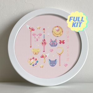 Magical girls cross-stitch kit - kawaii magical girls anime sakura moon doremi counted cross stitch handmade gift