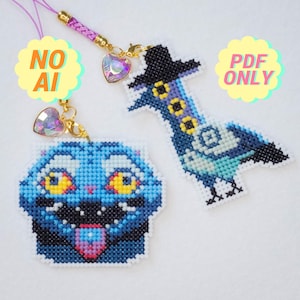 Kpop Demon Hunters Cross Stitch Pattern – Tiger & Magpie (PDF Pattern)