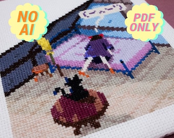 Schema punto croce strega anime: fanart di film kawaii (PDF)