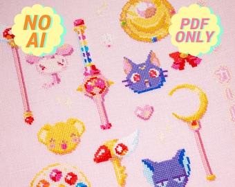 Kruissteekpatroon magisch meisje anime: kawaii Sakura Moon (pdf)