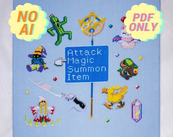 Modèle de point de croix Final Fantasy - pdf prêt à télécharger FF7 FF8 FF9 FF10 fanart