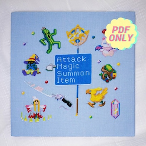 Final Fantasy cross stitch pattern - pattern keeper pdf FF7 FF8 FF9 FF10 fanart retro video game