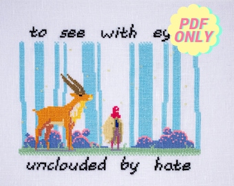 Digital cross stitch pattern - cute cross stitch kawaii anime movie cross stitch pattern keeper pdf  Anime fanart traveler and giant serow