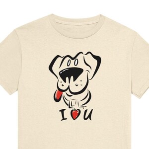 Te amo camiseta abstracta de perro de dibujos animados.