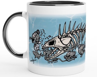 Cartoon Skeleton Bonefish Coffee Mug for Fisherman