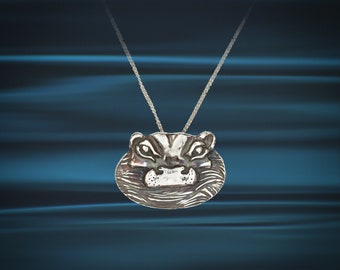 Handmade Silver Hippo Pendant