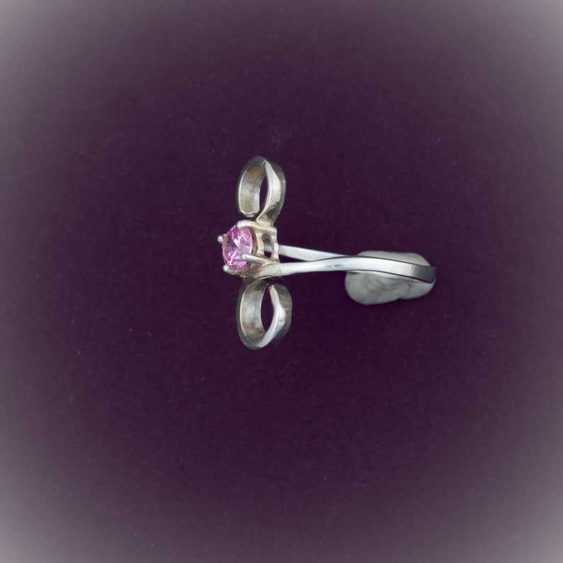 Handmade Sterling Silver Scroll Crossover Solitaire Ring