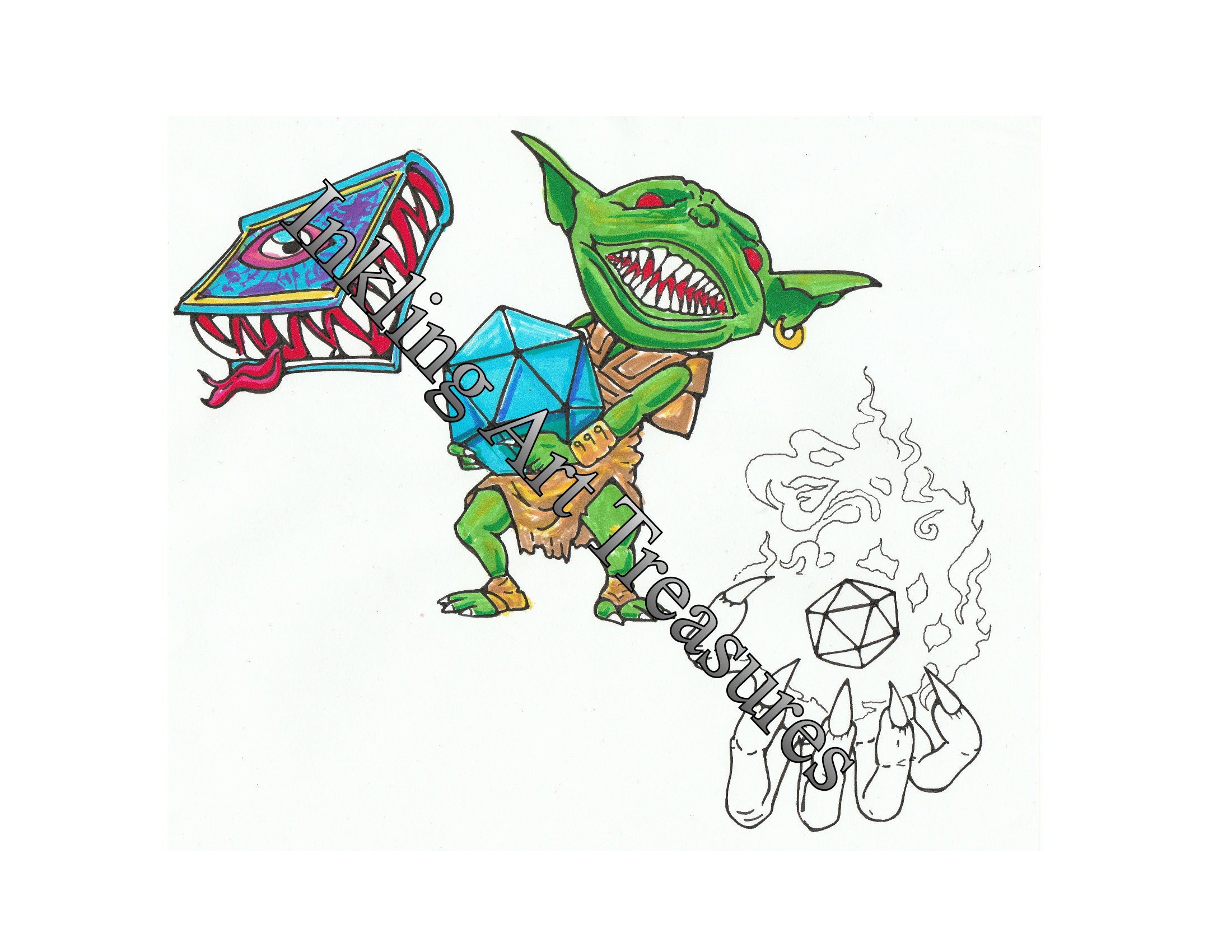 D Goblin Mimic Dm Hand Tattoo Flash Tattoo Design Illustration Line Work Outline Coloring Page Vinyl D Goblin Mimic Dm Hand Tattoo Flash Tattoo Design Illustration Line Work Outline Coloring Page Vinyl