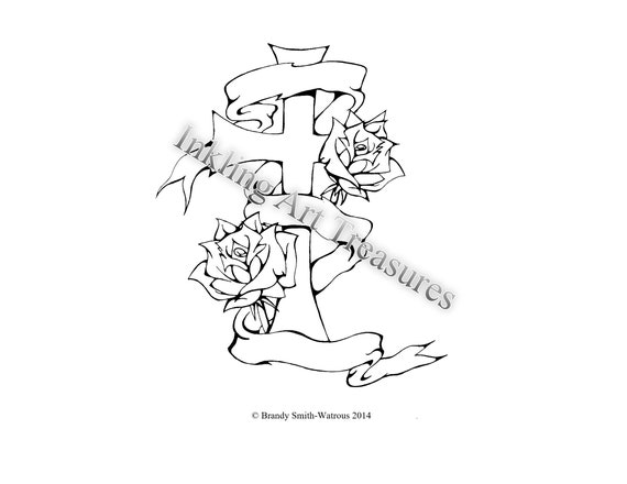 Cross & Roses With a 3 Piece Banner Tattoo Flash Tattoo - Etsy Cross & Roses With a 3 Piece Banner Tattoo Flash Tattoo - Etsy