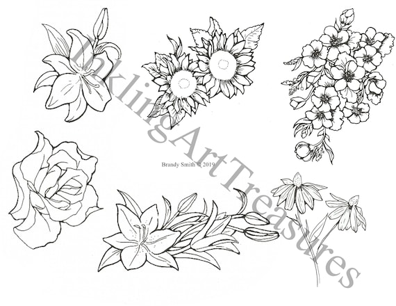 Lilies Rose Sunflower Apple Bloosom And Cone Flowers Tattoo Etsy Lilies Rose Sunflower Apple Bloosom And Cone Flowers Tattoo Etsy