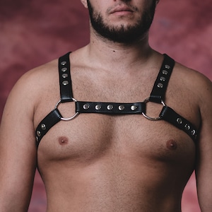 Handmade Leather Chest Harness: Adjustable X-Back Design
