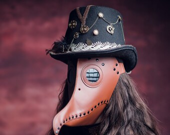 Bruin kunstleer masker pest arts: festival maskerademasker
