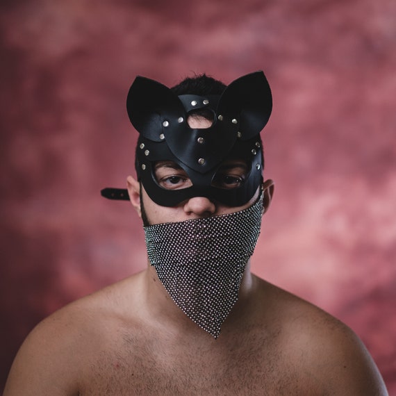 Genuine Leather Cat Mask Black Leather Cat Mask BDSM Leather 