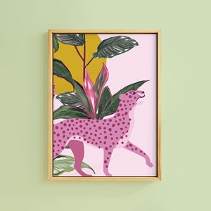 Botanischer Gepard Tropical African Sun Print | Ungerahmt A6 A5 A4 A3 A2 A1 | Kunst Galerie Wand Inneneinrichtung Retro Postkarte Senf Grafik