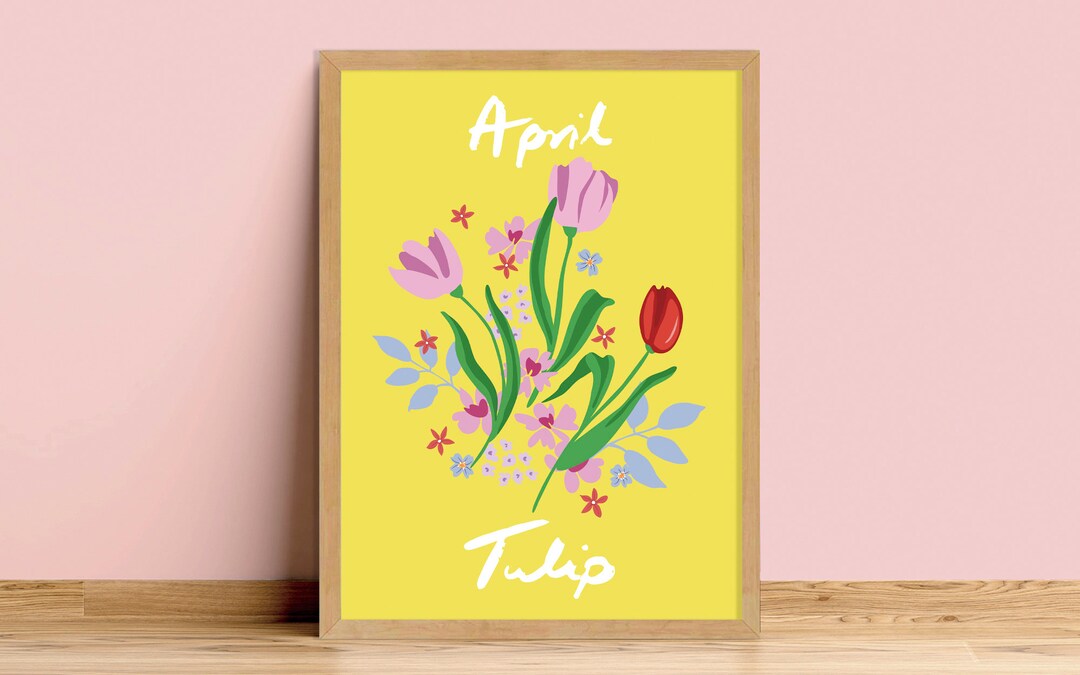 April Zodiac Birth Flower Tulip Floral Art Print Unframed A6 Etsy