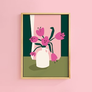 Vase à fleurs More Fleurs, impression d'art botanique kitsch | Sans cadre A6 A5 A4 A3 A2 A1 Création | Décoration rétro vintage