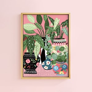 Colección de jarrones antiguos Planta de interior botánica Impresión artística / Sin marco A6 A5 A4 A3 A2 A1 Póster / Ilustración Declaración de la galería Cottagecore