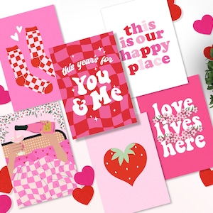 Galentines, lot de 6 mini impressions Toi+Moi | Impression d'art A6 | Affirmation mignonne gypsophile dalmate kitsch avec enveloppe pour carte postale