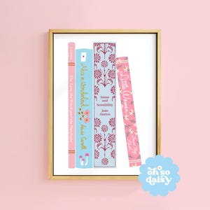 Book Covers Spines Art Print Floral Cottage Book Nook Reading Corner Home Decor | Unframed A6 A5 A4 A3 A2 A1 | Jane Austen Library