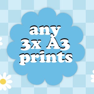 Oferta de paquete de 3 impresiones A3 / Arte A3 sin marco / Galería de pared especial, compra múltiple, decoración combinable, impresiones de pósteres atrevidos y brillantes