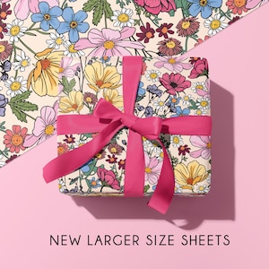 Wildflower Gift Wrap Sheet: Recycled Floral Wrapping Paper, 42x59.4cm/50x70.7cm