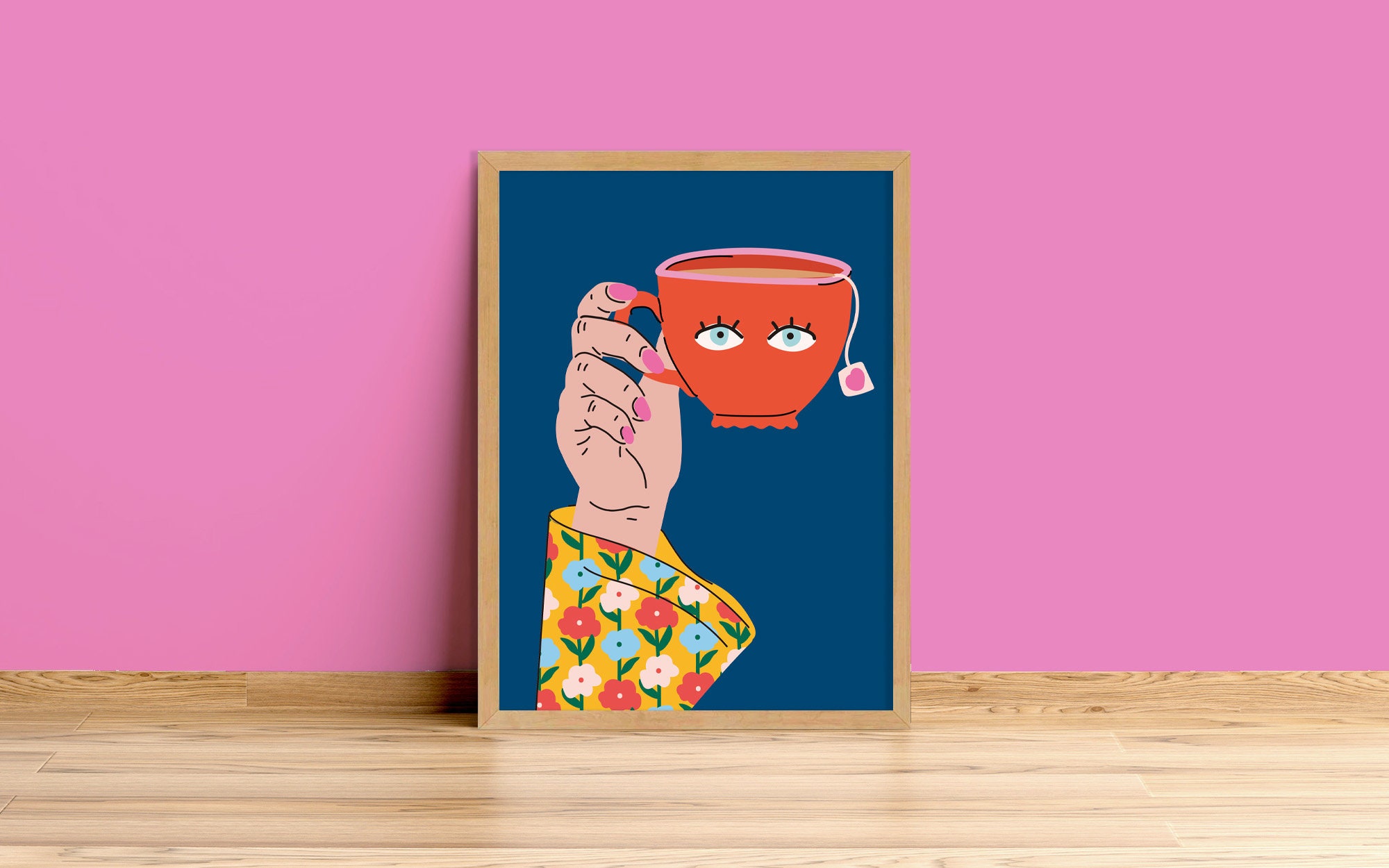 Retro Cuppa Tasse à Thé Geste de La Main Impression d'art | A6 A5 A4 A3 A2 A1 Non Encadré Vintage 60