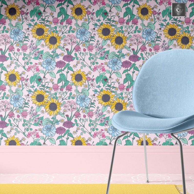 Floral Wallpaper Roll: 'Enchanted Garden' Cottagecore Style image 5